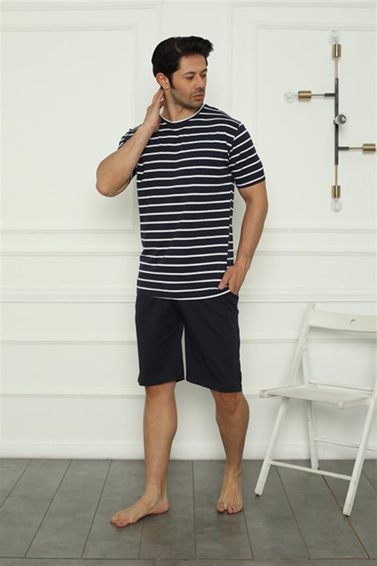 Moda Çizgi Erkek Penye Şortlu Pijama Takım 6835 - 1