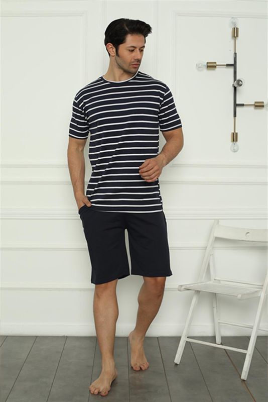 Moda Çizgi Erkek Penye Şortlu Pijama Takım 6835 - 2
