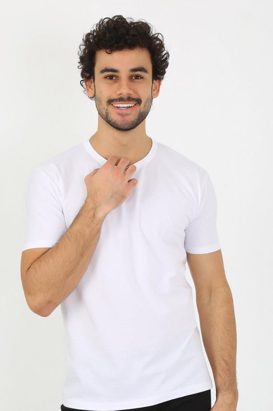 moda çizgi Erkek Sıfır Yaka Beyaz Penye Atlet 6567 - 1