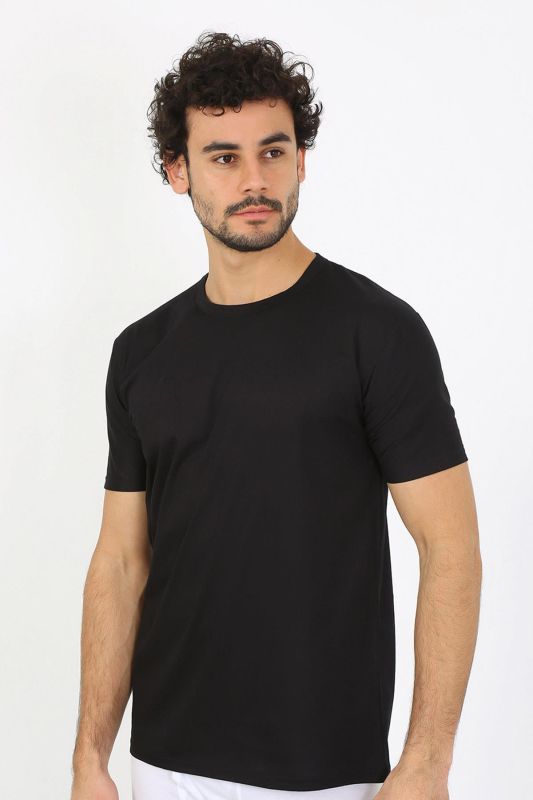 moda çizgi Erkek Sıfır Yaka Siyah Penye Atlet 6567 - 1