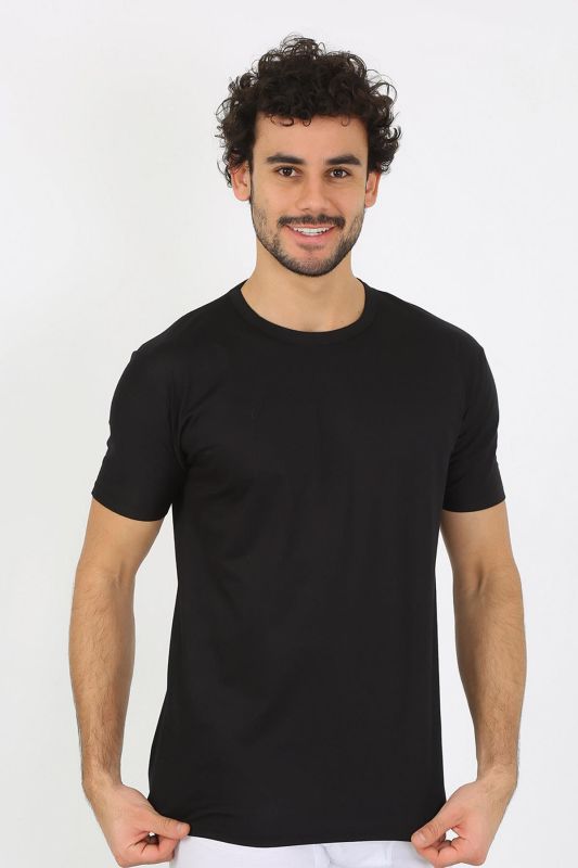 moda çizgi Erkek Sıfır Yaka Siyah Penye Atlet 6567 - 4