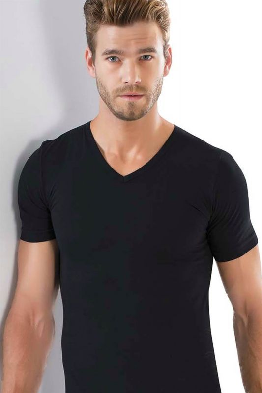Moda Çizgi Erkek V Yaka Likralı Tshirt 6570 - 1