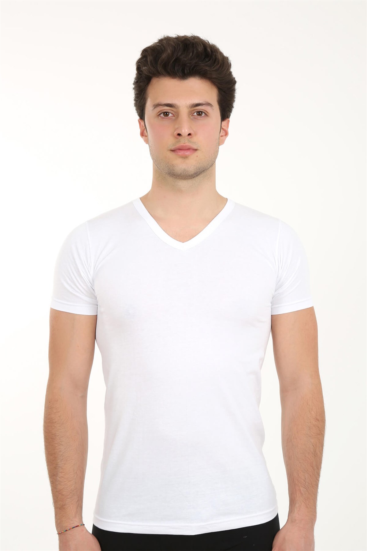 Moda Çizgi Erkek V Yaka Penye Atlet 65601 - M | Beyaz