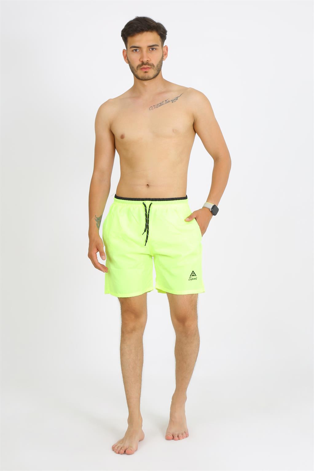 Moda Çizgi Erkek Yeşil Deniz Şortu 27485 - XL | Yeşil