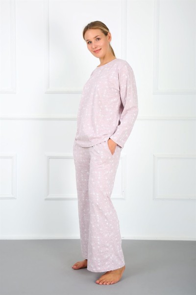 Moda Çizgi Kadın %100 Pamuk Büyük Beden Pijama Takım 202173 - Thumbnail