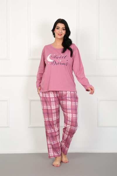 Moda Çizgi - Moda Çizgi Kadın %100 Pamuk Büyük Beden Pijama Takım 202176