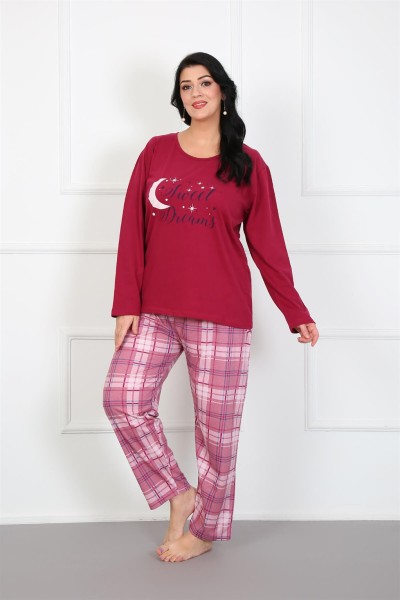 Moda Çizgi - Moda Çizgi Kadın %100 Pamuk Büyük Beden Pijama Takım 202177