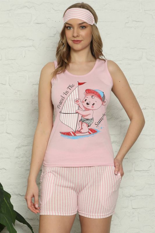 Moda Çizgi Şortlu Pijama Takım - 1