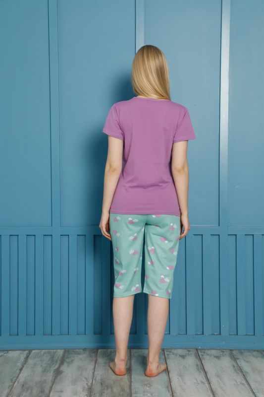 Moda Çizgi Şortlu Pijama Takım - 3