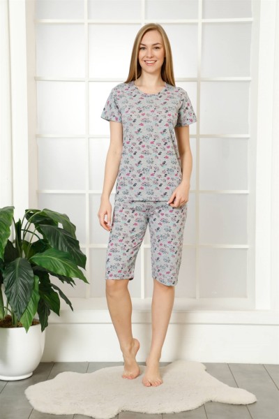 Moda Çizgi Şortlu Pijama Takım - Thumbnail