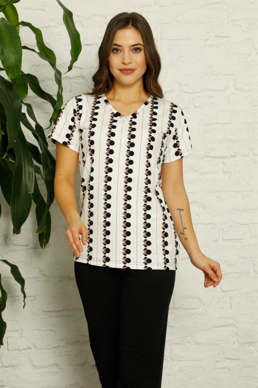 Moda Çizgi Kadın Penye Pijama - 1