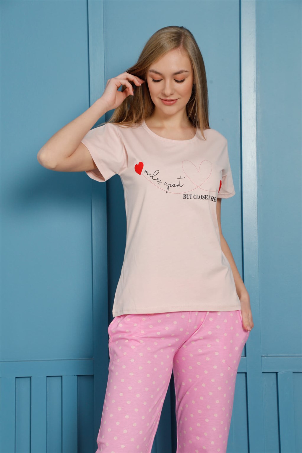 Moda Çizgi Kadın Penye Pijama - XL | Somon