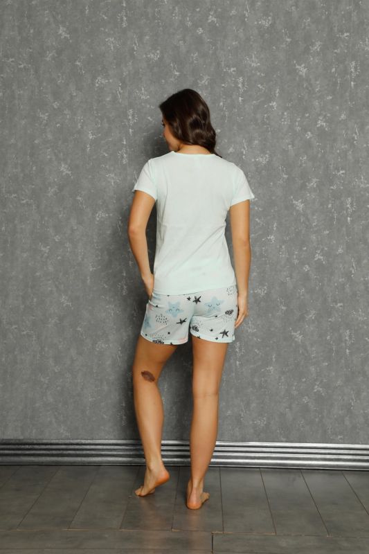 Moda Çizgi Şortlu Pijama Takım - 3