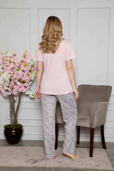 Moda Çizgi Kadın %100 Pamuklu Hamile Pijama Takımı 4505 - Thumbnail