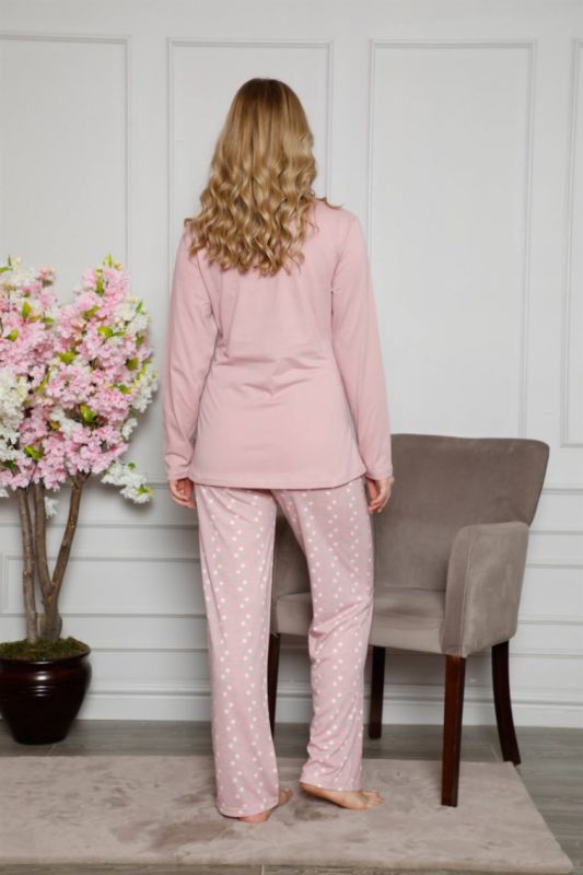 Moda Çizgi Kadın %100 Pamuklu Hamile Pijama Takımı 4515 - 3