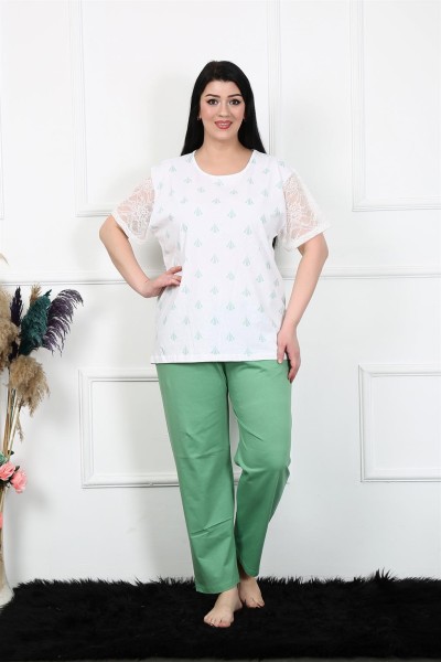 Moda Çizgi - Moda Çizgi Kadın 5XL-6XL-7XL-8XL Büyük Beden Kısa Kol Pijama Takım 75001