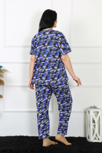 Moda Çizgi Kadın 5XL-6XL-7XL-8XL Büyük Beden Kısa Kol Pijama Takım 75010 - Thumbnail