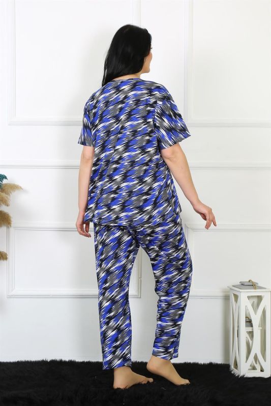 Moda Çizgi Kadın 5XL-6XL-7XL-8XL Büyük Beden Kısa Kol Pijama Takım 75010 - 4