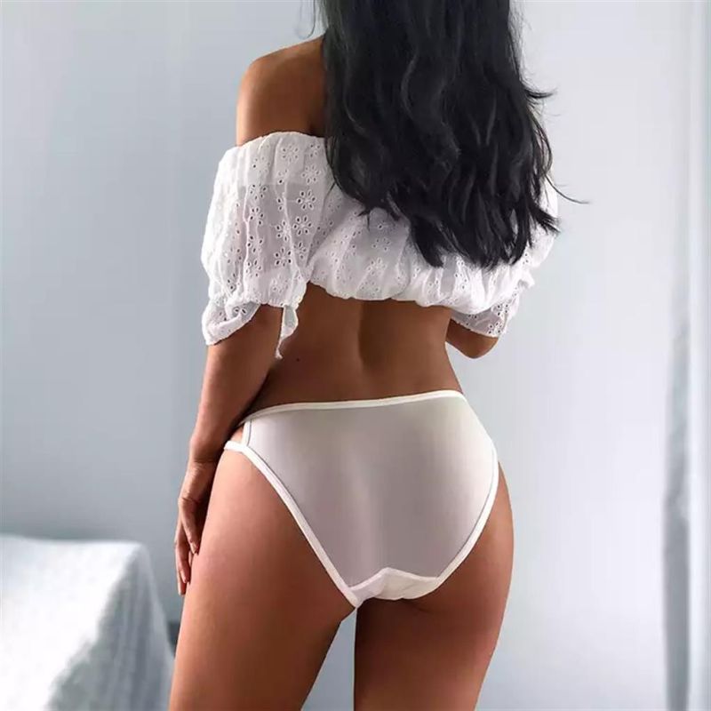 Moda Çizgi Kadın Beyaz Fantezi Slip Külot 126 - 2