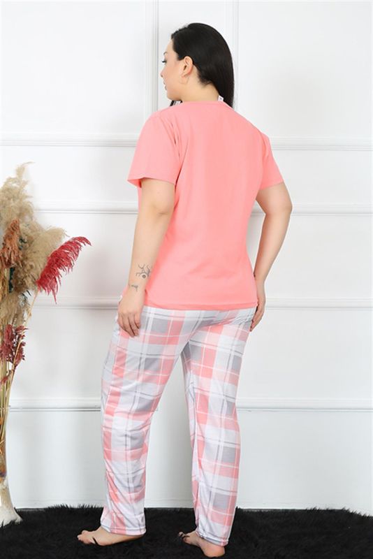 Moda Çizgi Kadın Büyük Beden Kısa Kol Pijama Takım 202190 - 4