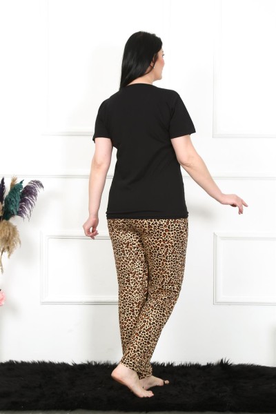 Moda Çizgi Kadın Büyük Beden Kısa Kol Pijama Takım 202203 - Thumbnail