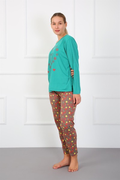 Moda Çizgi Kadın Büyük Beden Penye Pijama Takım 202180 - Thumbnail