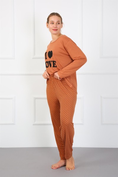 Moda Çizgi Kadın Büyük Beden Penye Pijama Takım 202182 - Thumbnail