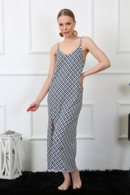 Moda Çizgi Women's Rope Strap Long Nightgown 821 - 2