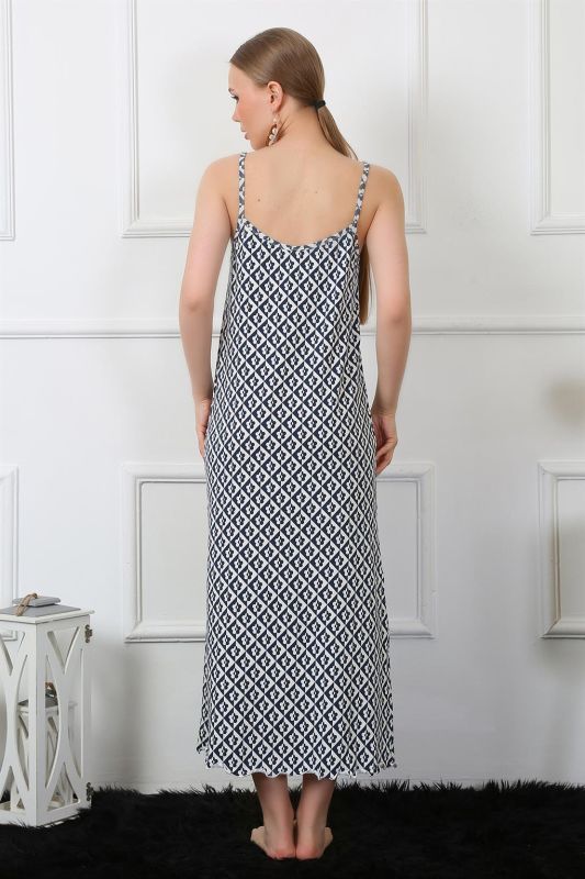 Moda Çizgi Women's Rope Strap Long Nightgown 821 - 4