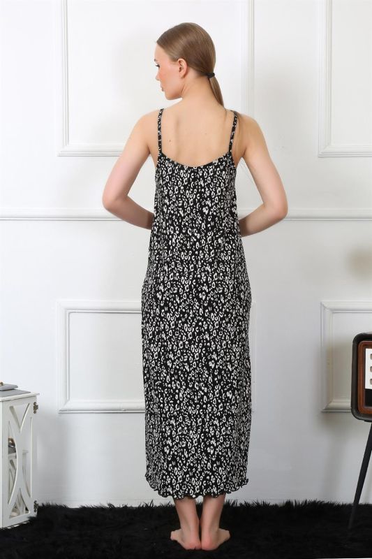 Moda Çizgi Women's Rope Strap Long Nightgown 824 - 4