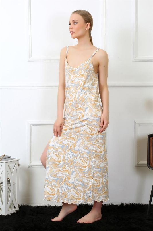Moda Çizgi Women's Rope Strap Long Nightgown 825 - 3