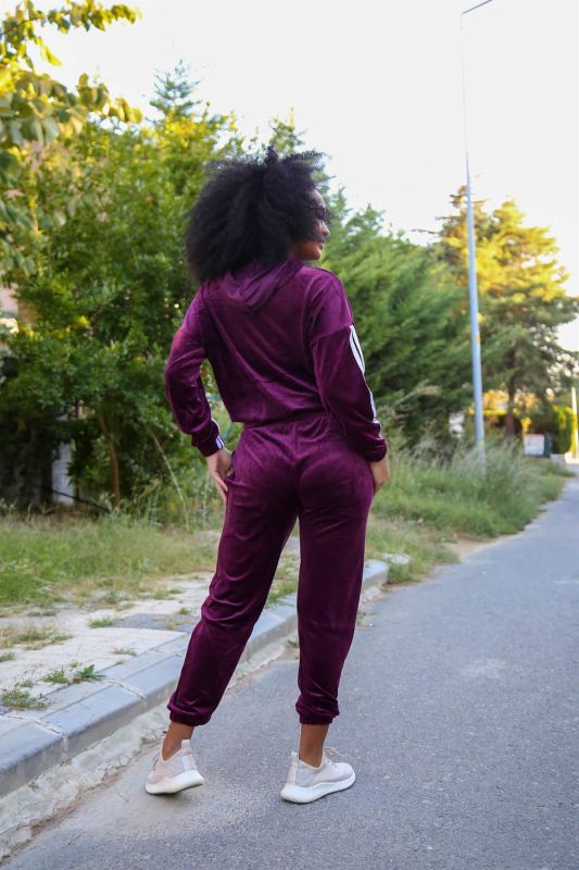 Moda Çizgi Kadın Kadife Eşofman Takım 9078 - 4