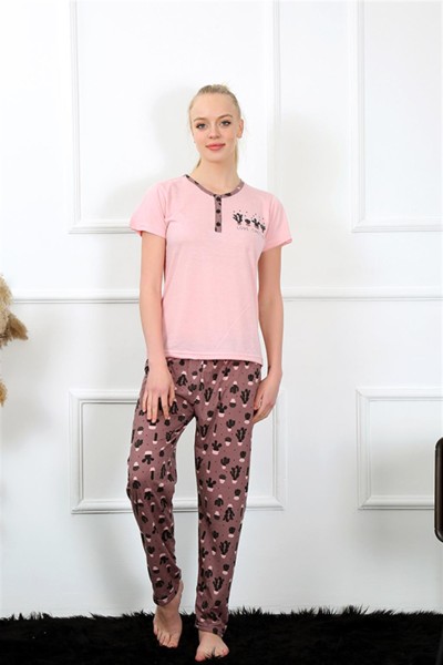 Moda Çizgi Kadın Kısa Kol Pijama Takım 20366 - Thumbnail