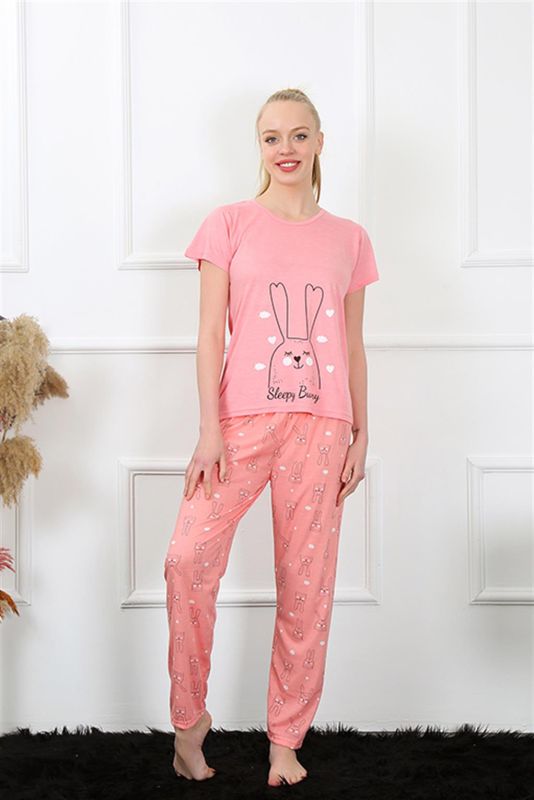 Moda Çizgi Kadın Kısa Kol Pijama Takım 20409 - 1