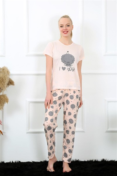 Moda Çizgi Kadın Kısa Kol Pijama Takım 20410 - Thumbnail