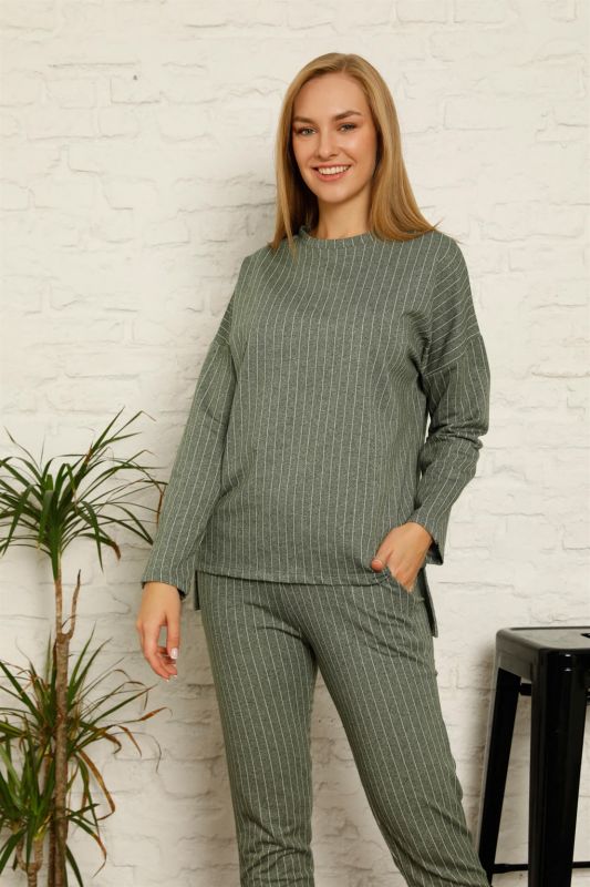 Moda Çizgi Kadın Pamuk Eşofman Takım 9033 - 1
