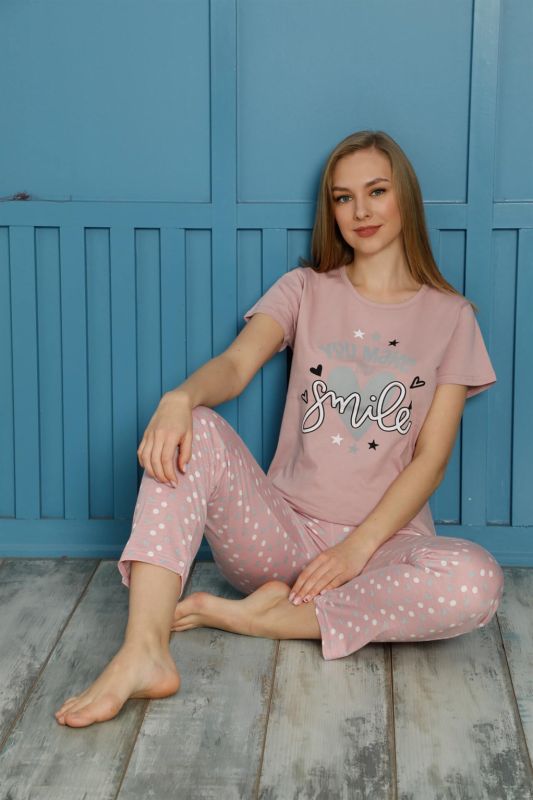Moda Çizgi Kadın Pamuk Pijama Takım 20501P - 1
