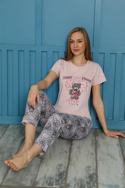 Moda Çizgi - Moda Çizgi Kadın Pamuk Pijama Takım 20502P