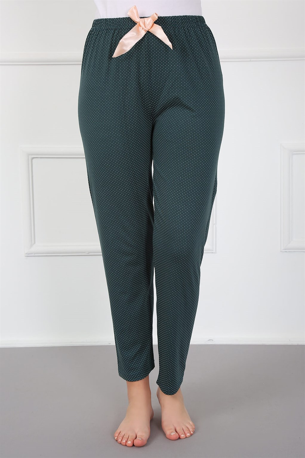 Moda Çizgi Kadın Pamuklu Alt Pijama 210039 - S | Yeşil