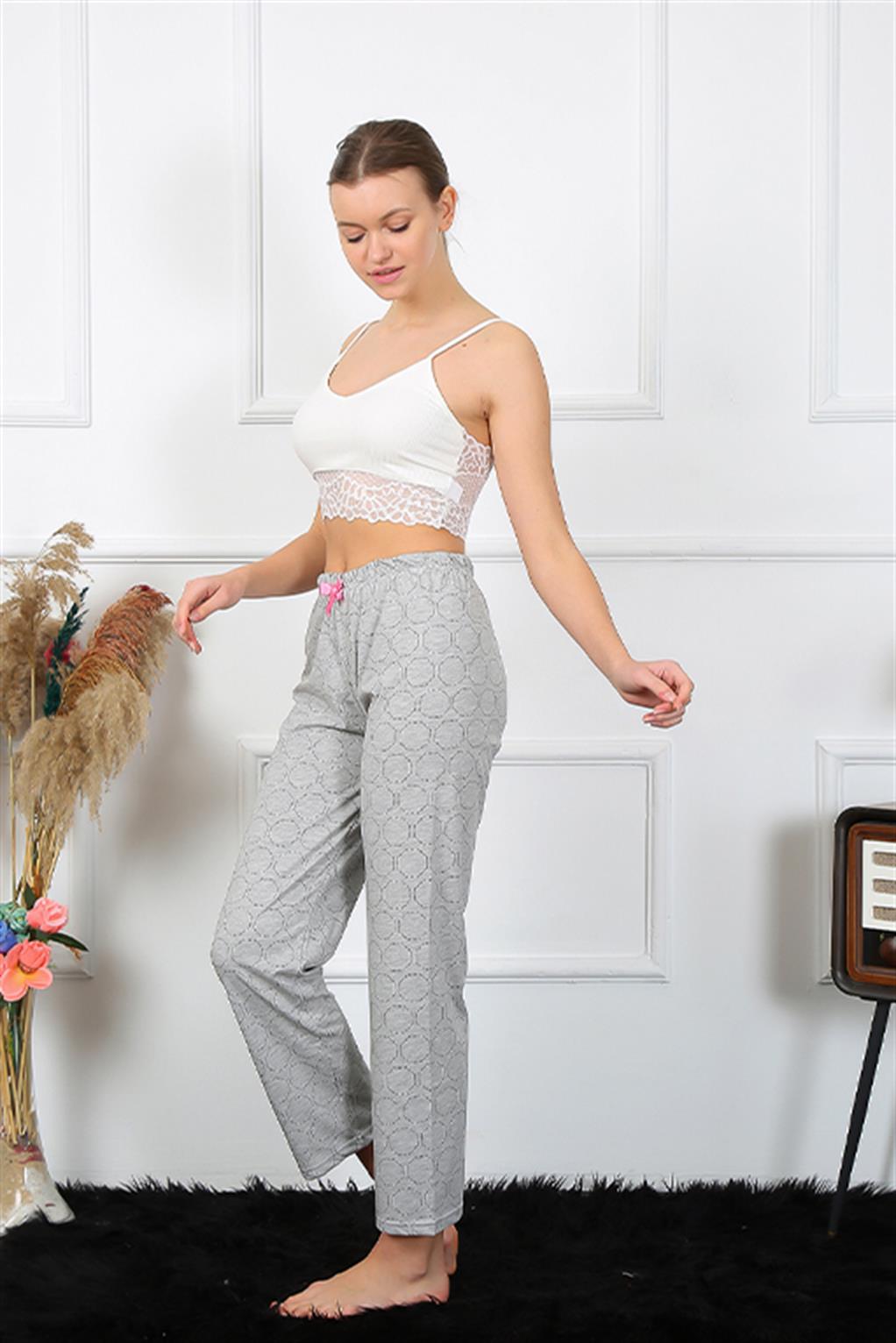 Moda Çizgi Kadın Pamuklu Alt Pijama 27457 - XL | Gri