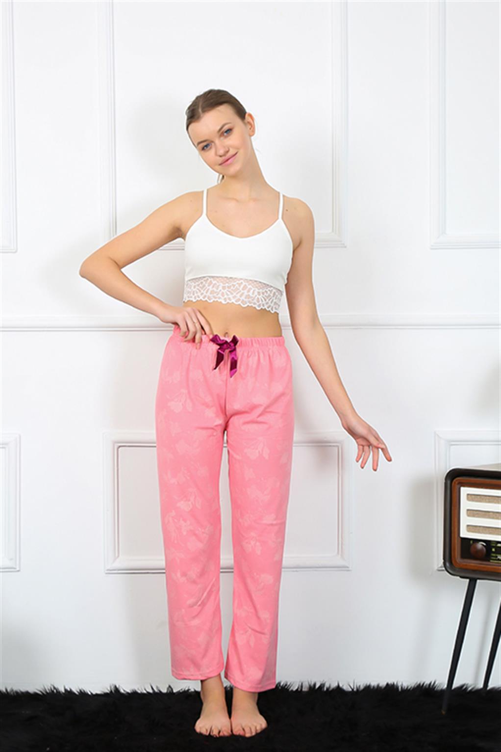 Moda Çizgi Kadın Pamuklu Alt Pijama 27462 - 2XL | Pembe