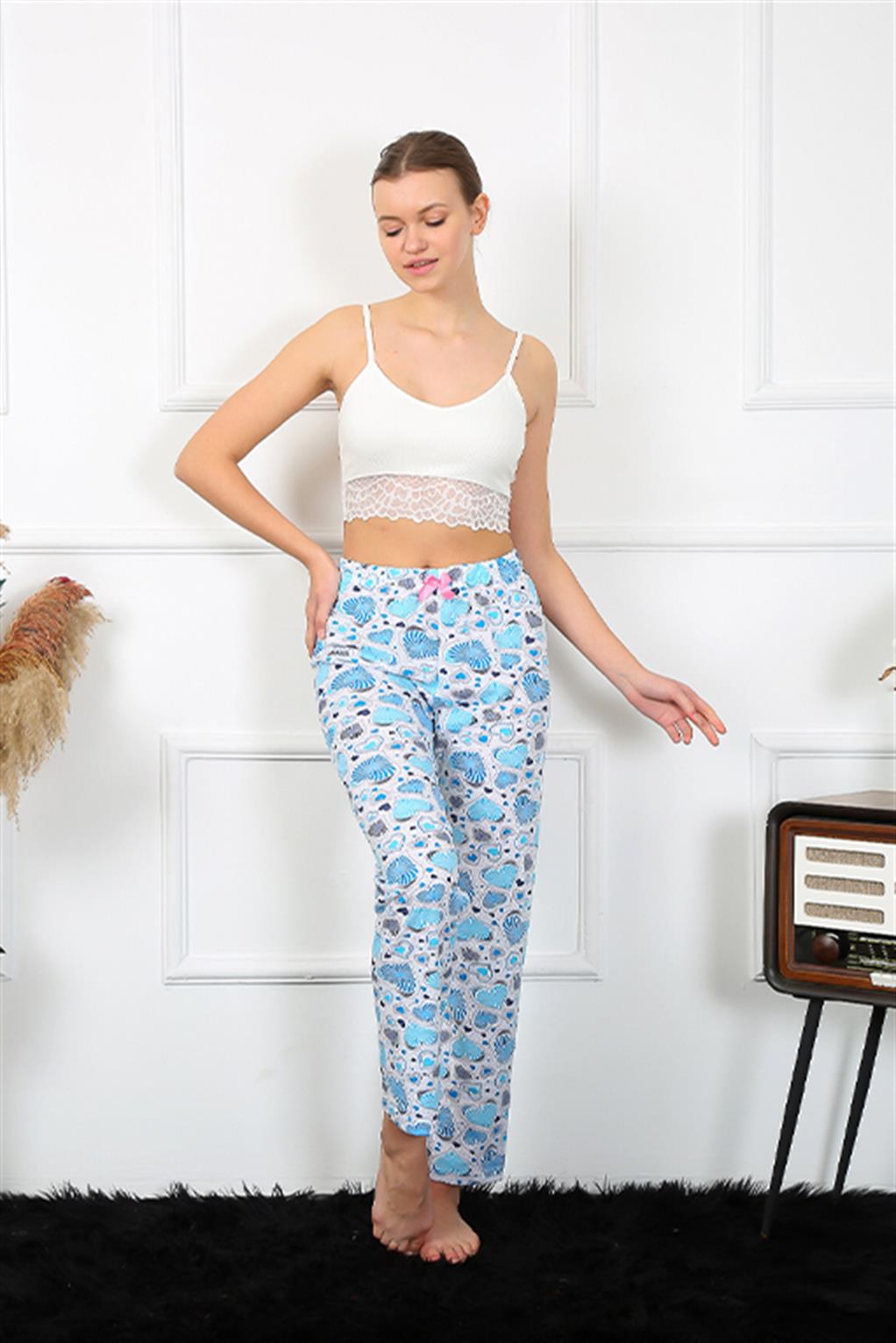 Moda Çizgi Kadın Pamuklu Alt Pijama 27469 - M | Mavi