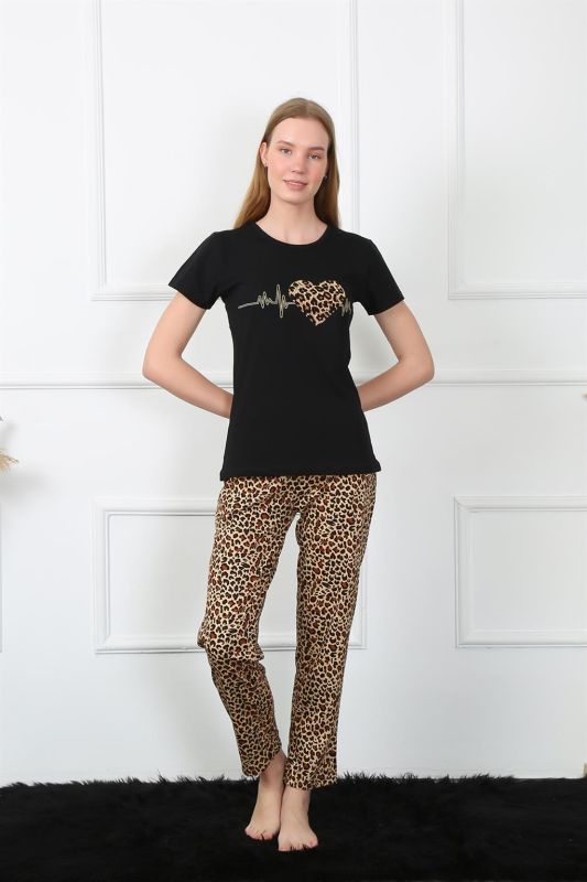Moda Çizgi Kadın Penye Kısa Kol Pijama Takım 4128 - 3