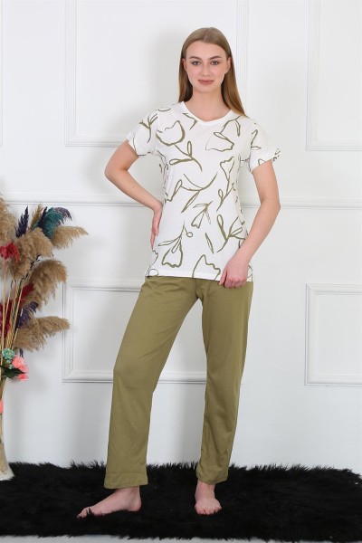 Moda Çizgi Kadın Penye Kısa Kol Pijama Takım 4141 - Thumbnail
