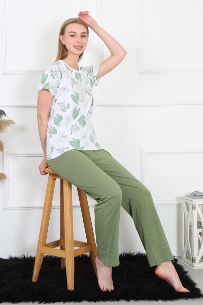 Moda Çizgi Kadın Penye Kısa Kol Pijama Takım 4143 - Thumbnail