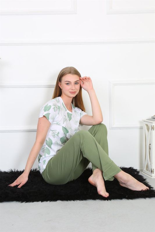 Moda Çizgi Kadın Penye Kısa Kol Pijama Takım 4143 - 3