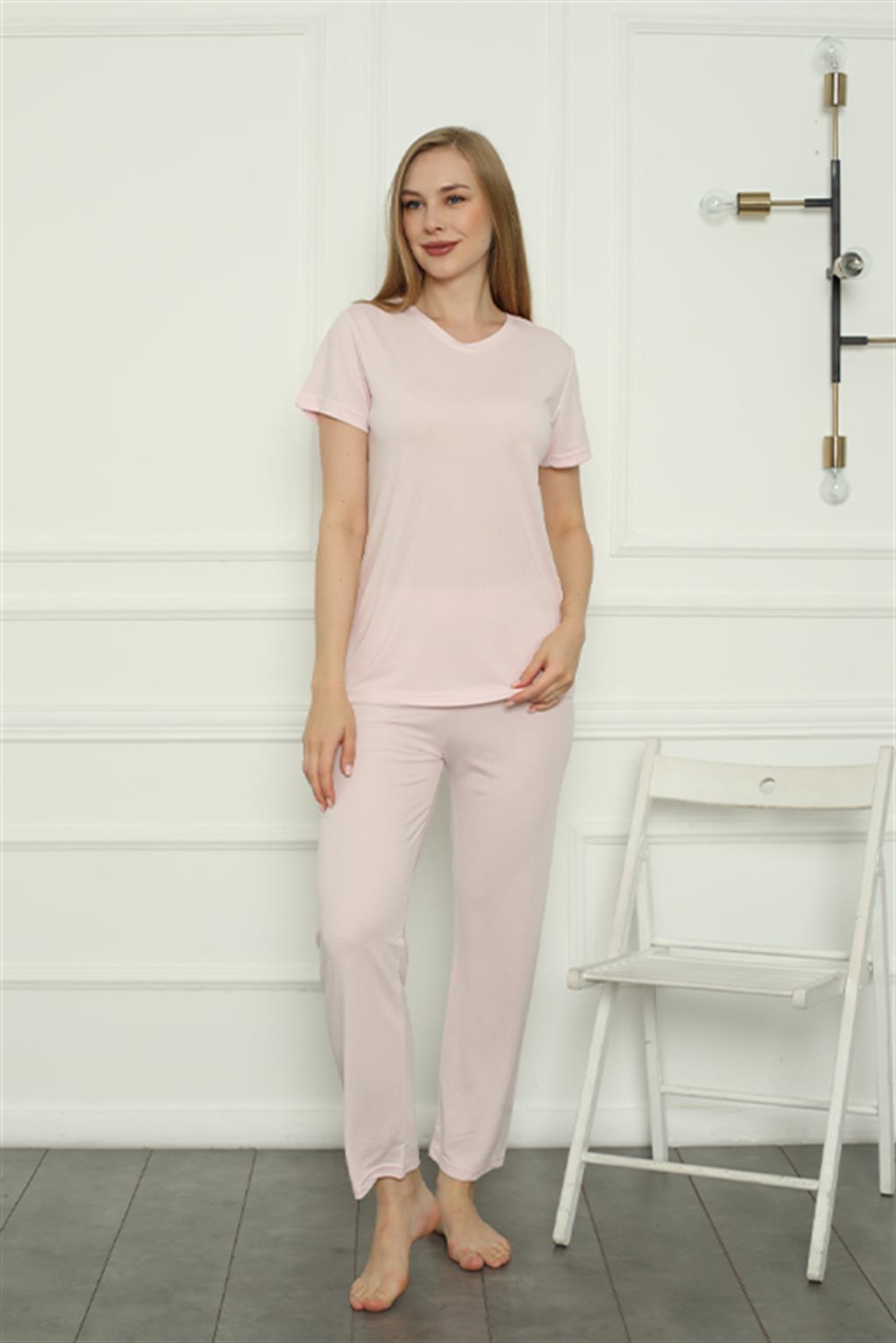 Moda Çizgi Kadın Penye Pijama Takım 4157 - M | Pembe