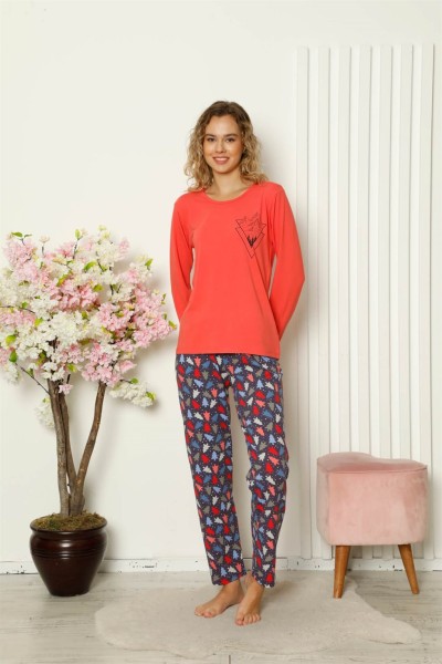 Moda Çizgi - Moda Çizgi Kadın Penye Uzun Kol Pijama Takım 4100