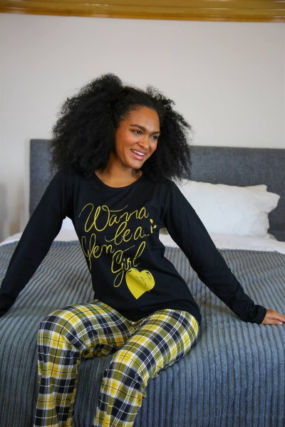 Moda Çizgi - Moda Çizgi Kadın Penye Uzun Kol Pijama Takım 4105