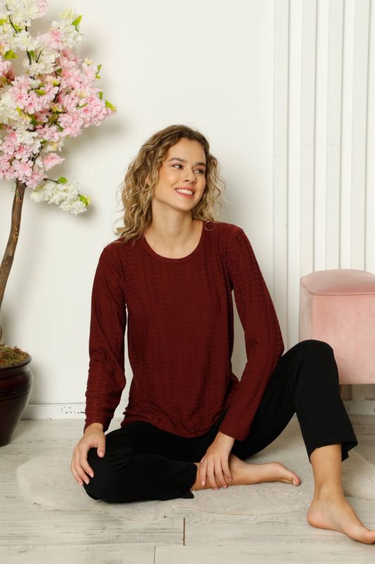 Moda Çizgi Kadın Penye Uzun Kol Pijama Takım 4111 - 2